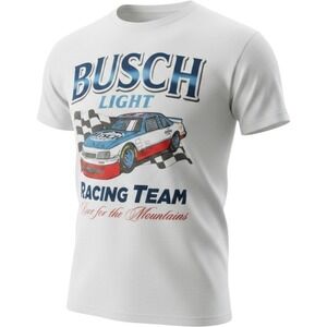 Busch Light Racing Team Graphic T-Shirt White Mens Medium Race for the Mountains